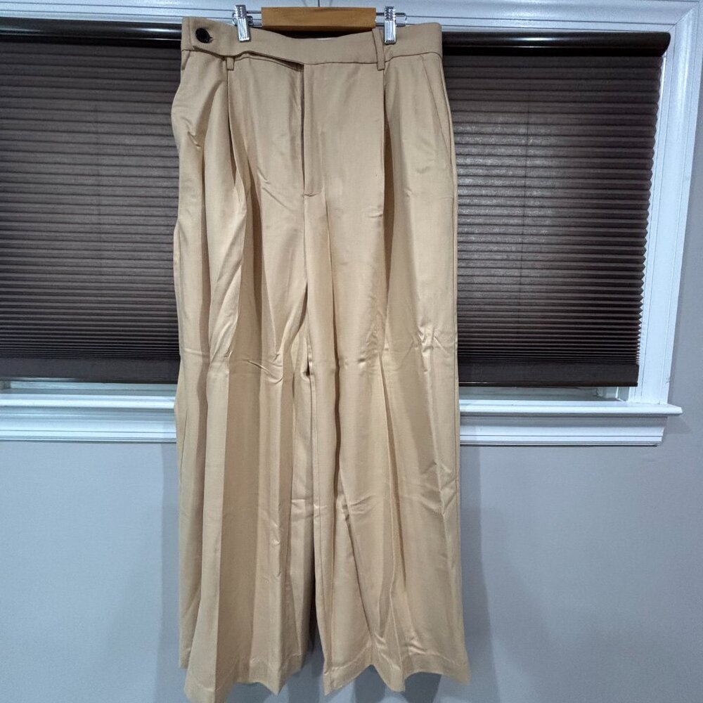 Zara Women Khaki Wide leg Full length pants SZ: XL